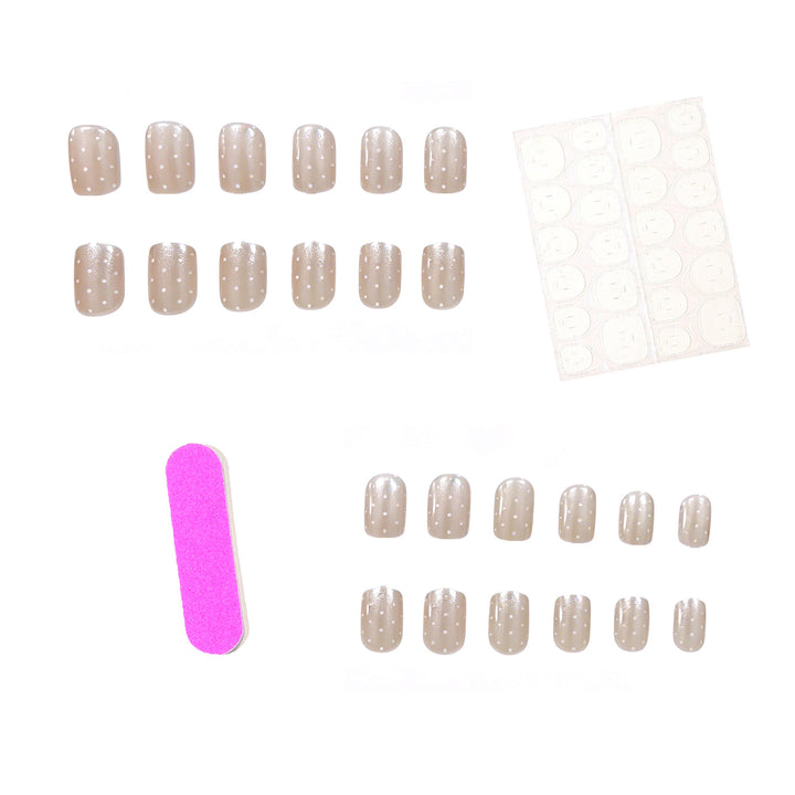 Elegant Glitter and Dot Acrylic Nail Enhancements Bowlift