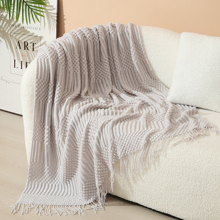 Women's stylish living room throw blanket with fringe pattern Bowlift