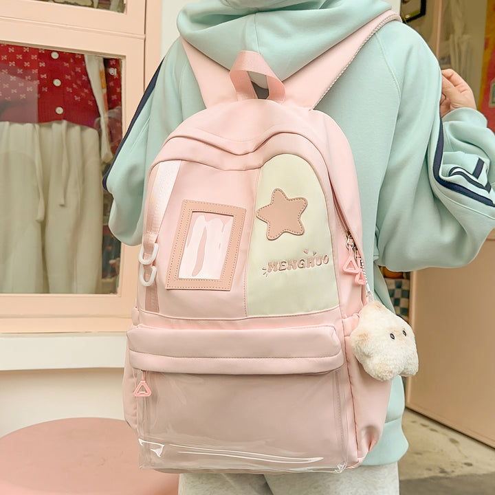 Cozy Plush Star-Embellished Backpack Bowlift