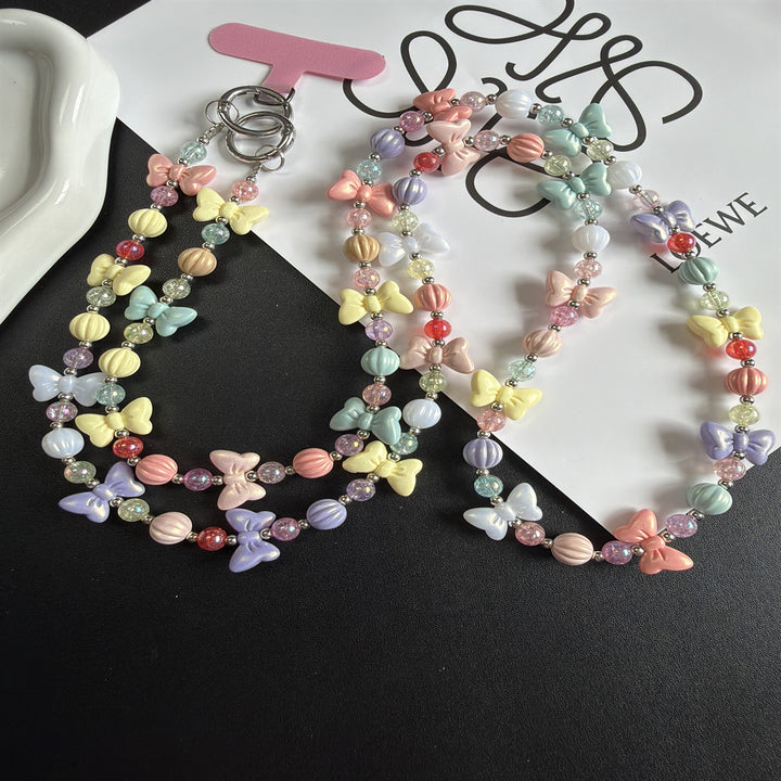 Colorful Beaded Butterfly Charm Necklace Bowlift