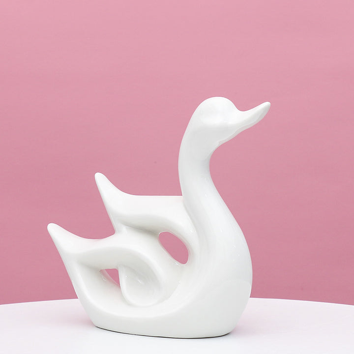 Artistic Swan-Shaped Ceramic Decor Bowlift