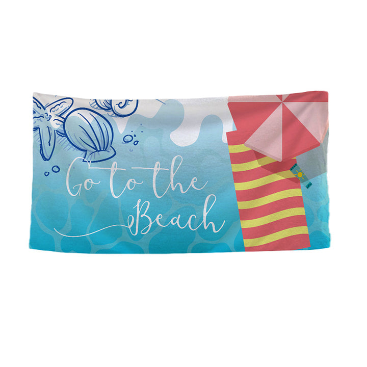 Oversized Quick-Dry Microfiber Beach Towel with Striped Nautical 'Beach Life' Illustration