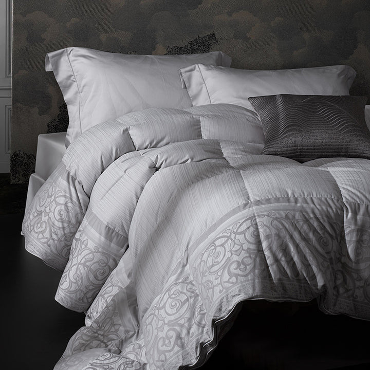 Oversized Box-Quilted All-Season Microfiber Comforter with Embroidered Border