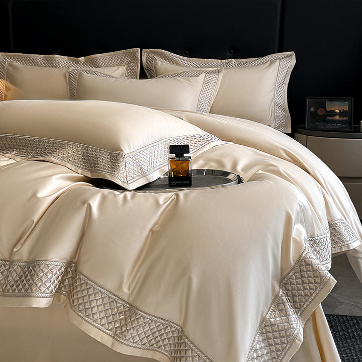 Luxurious Satin Embroidered Duvet Cover Set