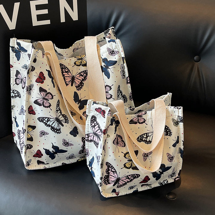 Butterfly Print Canvas Tote Bag