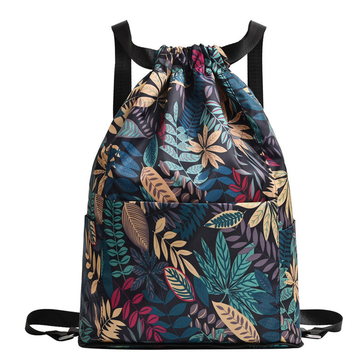 Drawstring Floral Print Backpack Bowlift