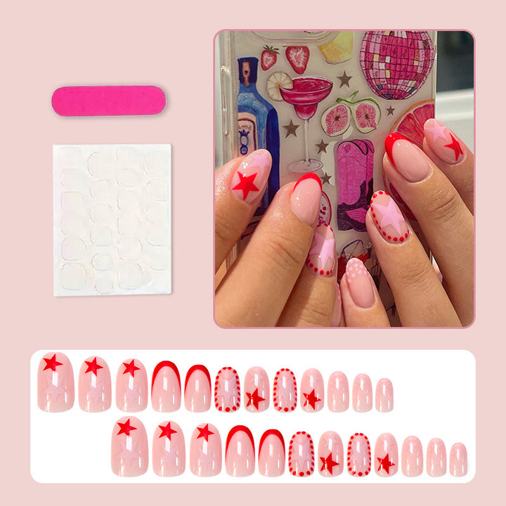 Artificial nail set with creative star designs and glossy finish Bowlift