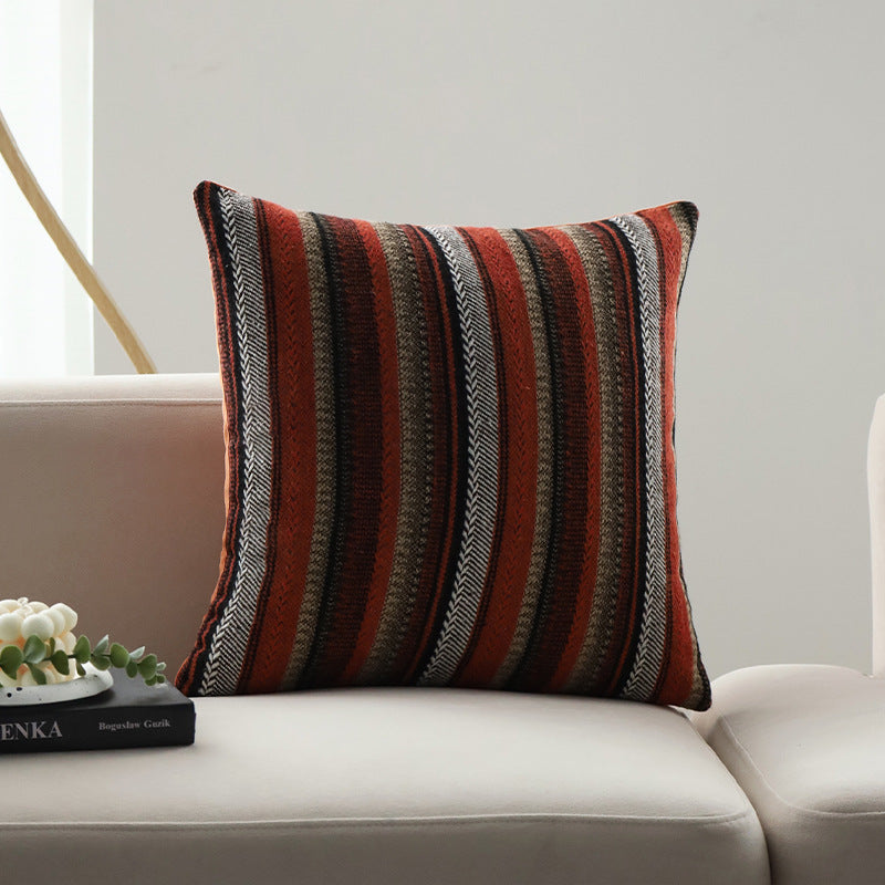 Square cushion cover with woven stripe and chenille structure Bowlift