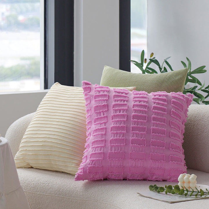 Square knitted decorative cushion cover with fine ribbed pattern Bowlift