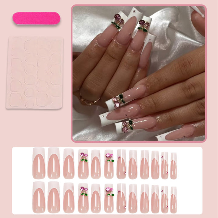Artificial nail set with floral decorations Bowlift