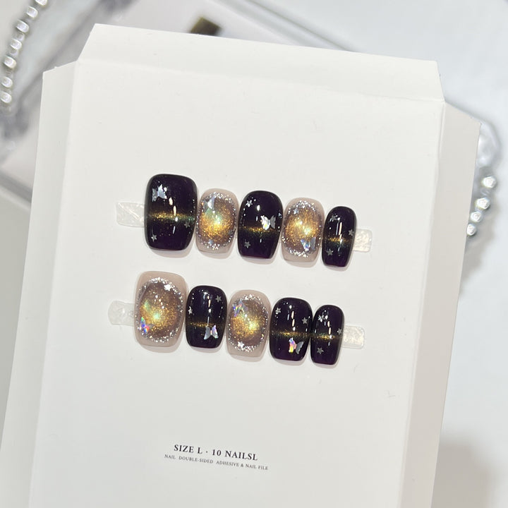 Galaxy-Inspired Press-On Nail Art Set