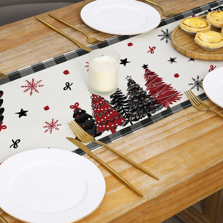 Festive Cotton-Linen Gingerbread Holiday Table Runner