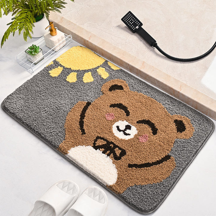 Cartoon Bear Design Bath Mat Bowlift