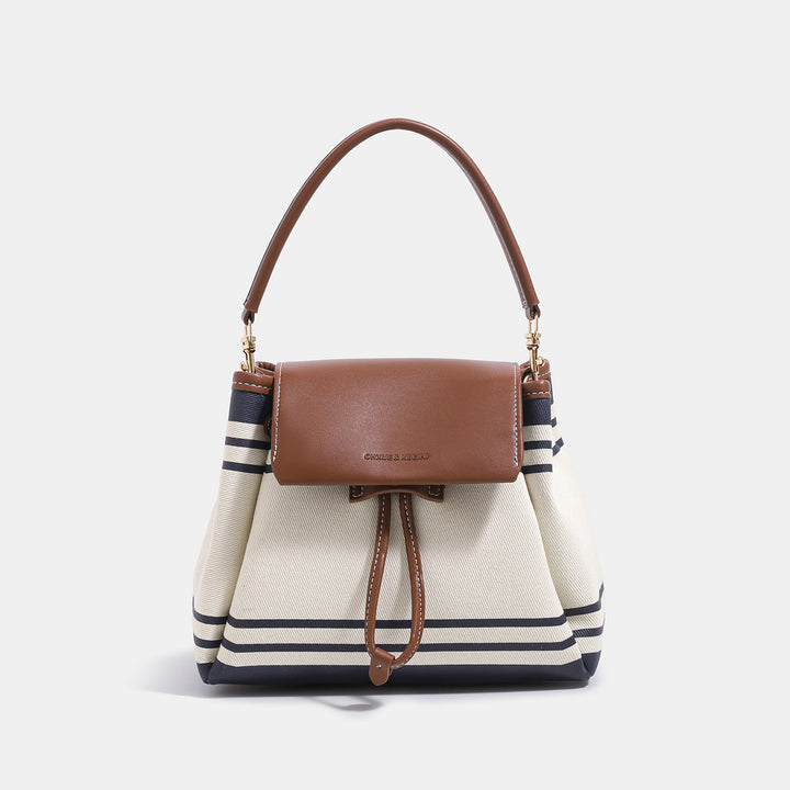 Stylish Striped Canvas Satchel