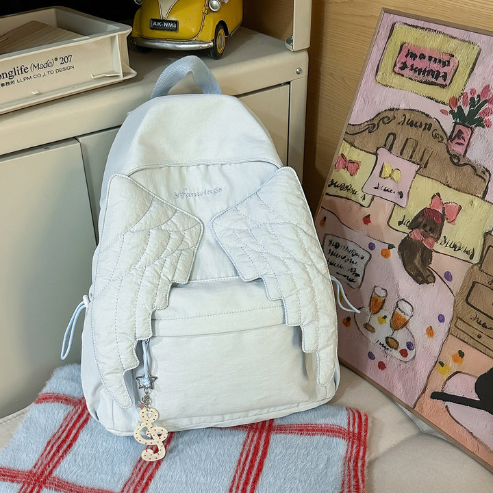 Cute Wing-Embellished Casual Backpack Bowlift