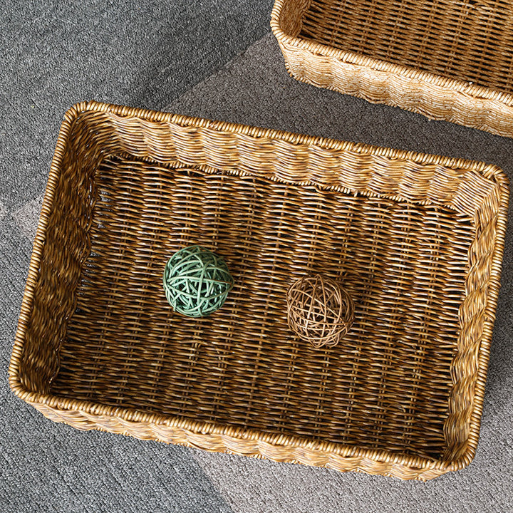 Rectangular Woven Storage Basket, Handcrafted Natural Fiber