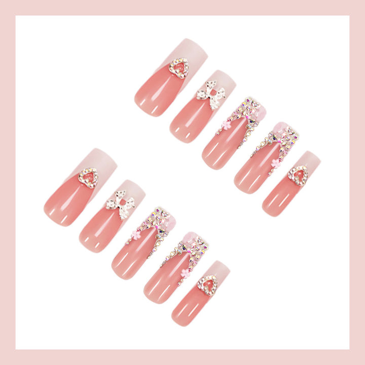 Nail set with glamorous 3D flower embellishments Bowlift