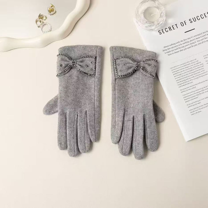 Elegant Bow Detail Touchscreen Gloves Bowlift
