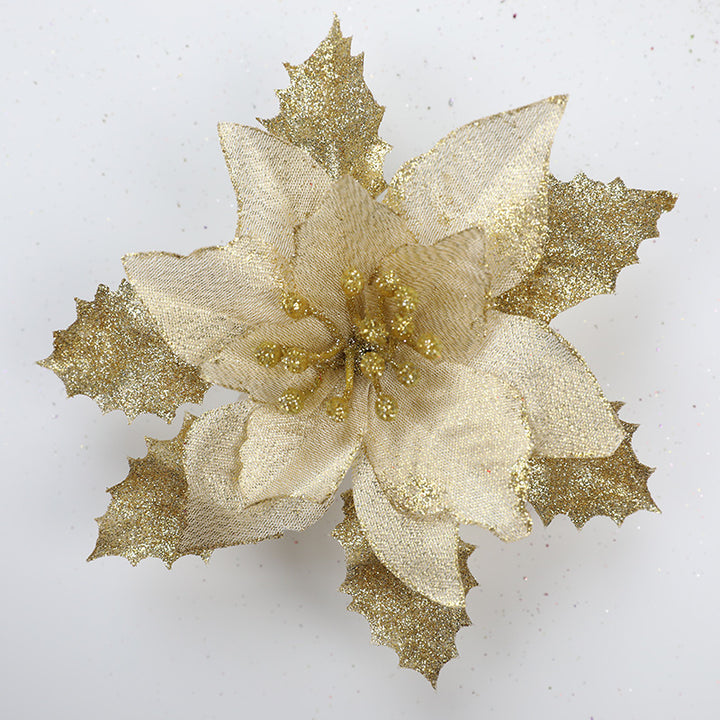 Decorative Glittered Floral Accent Brooch Bowlift