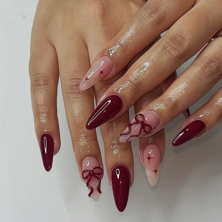 Nail art set with elegant bow and glitter designs Bowlift
