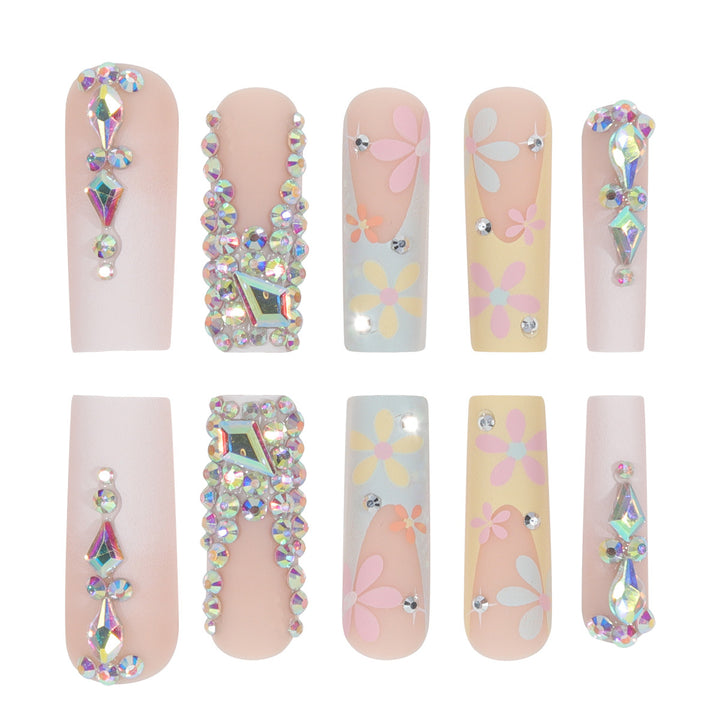 Decorative Rhinestone-Accented Stiletto Press-On Nails Bowlift