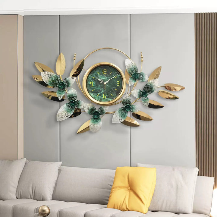 Decorative Metal Floral Wall Clock Bowlift
