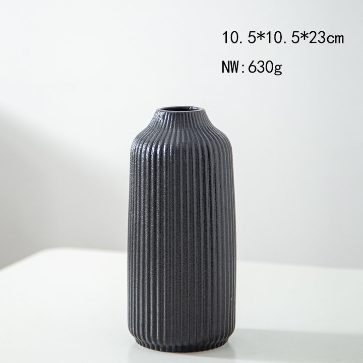 Elegant Ribbed Ceramic Decorative Vase Bowlift