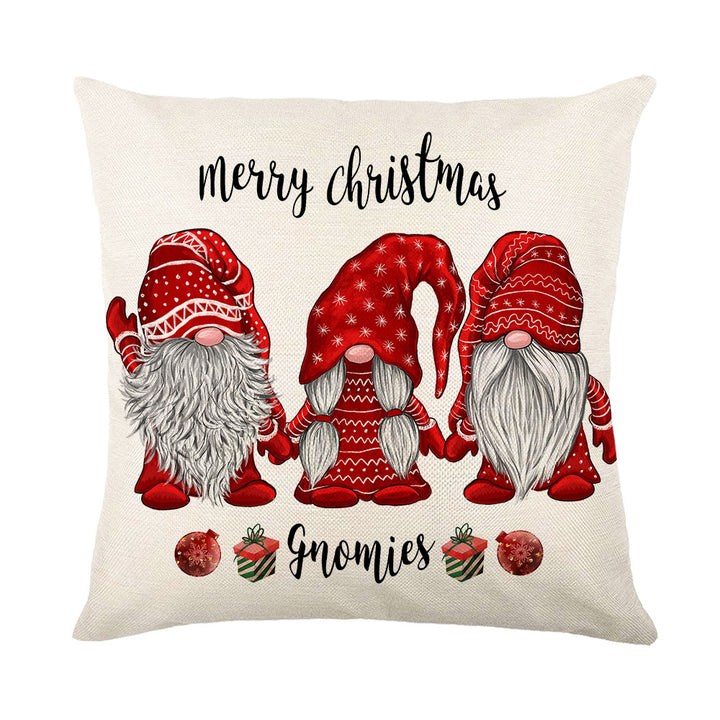 Festive Striped Holiday Throw Pillow Cover with Merry Bright Print