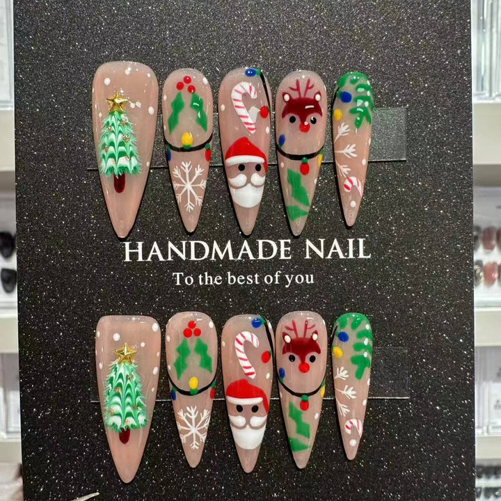 Decorative Christmas-Themed Press-On Nail Art Set