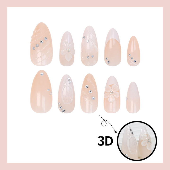 Art nail set with elegant flower and glitter details Bowlift