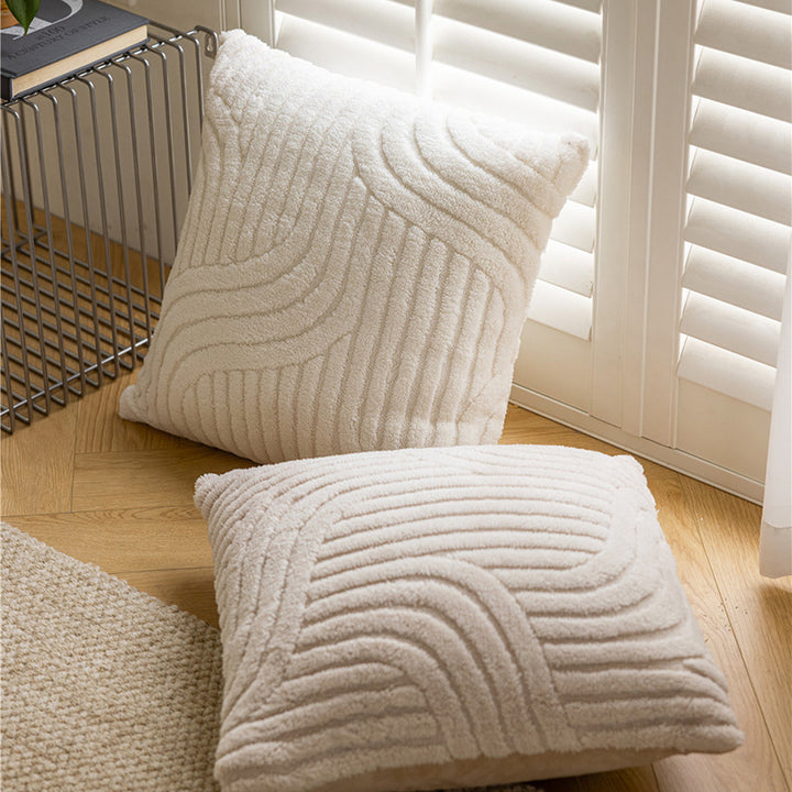 Decorative Rectangular Bouclé Textured Lumbar Throw Pillow