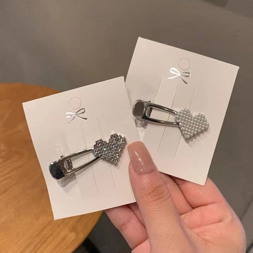 Heart-Shaped Rhinestone Hair Clip Bowlift