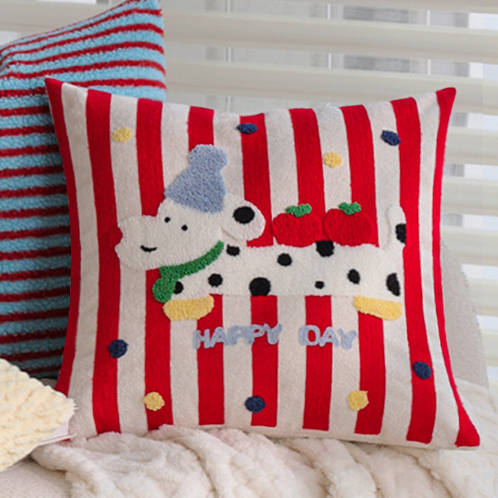 Striped tufted cushion cover with plush bouclé look and concealed zipper Bowlift