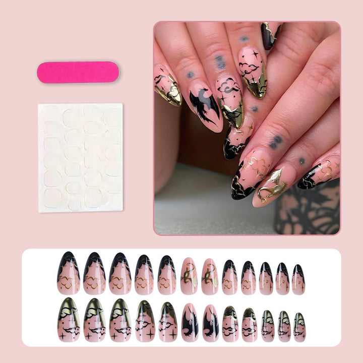 Acrylic nail set with glamorous Halloween designs Bowlift