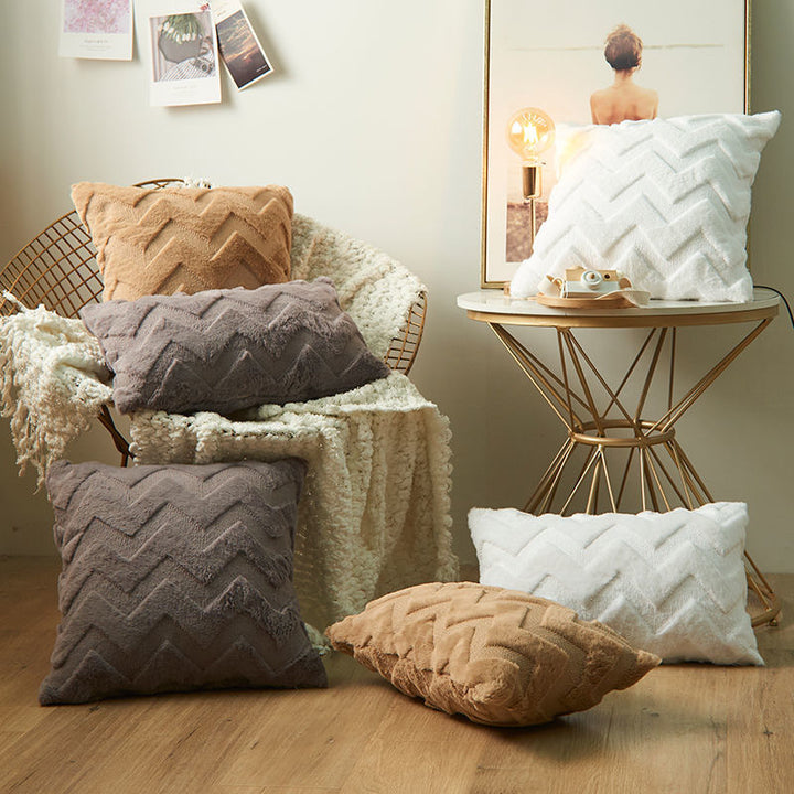 Luxurious plush decorative cushion cover with zigzag tufting and extra soft texture Bowlift