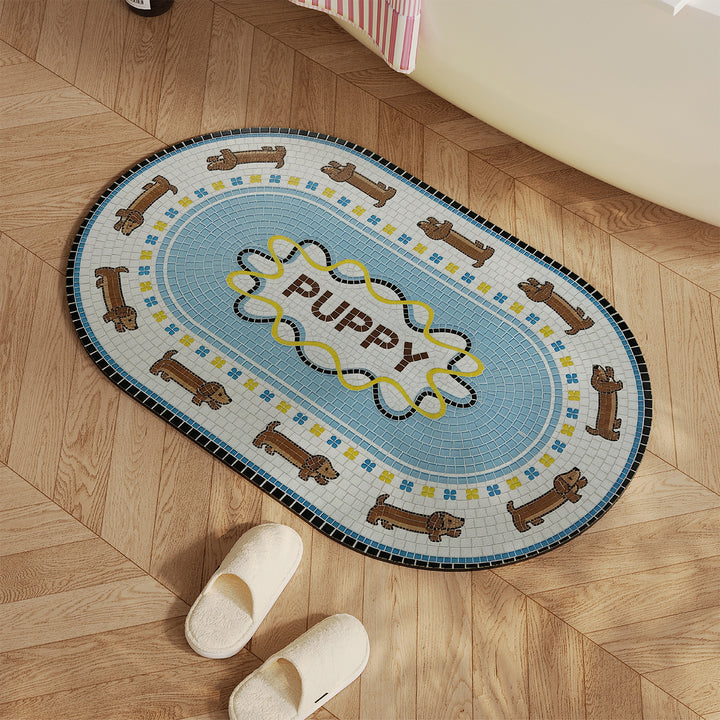 Decorative Dog-Themed Bath Mat Bowlift