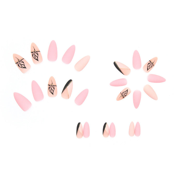 Elegant artificial nails with leaf design