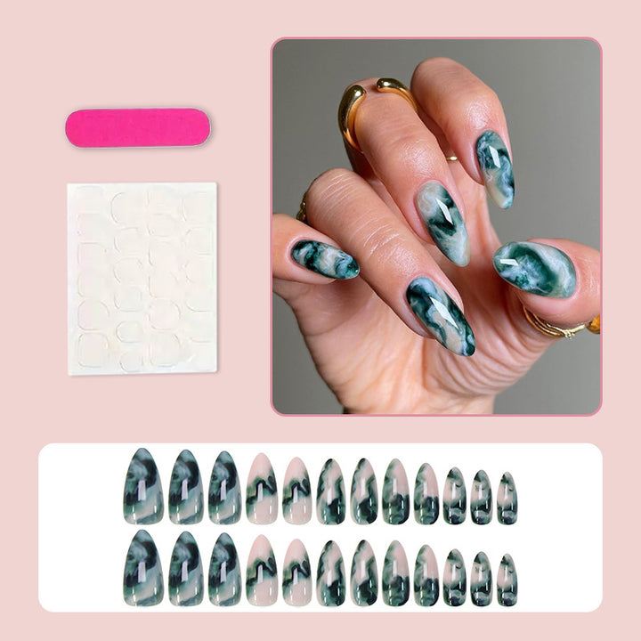 Artificial nail set with luxurious marble designs Bowlift