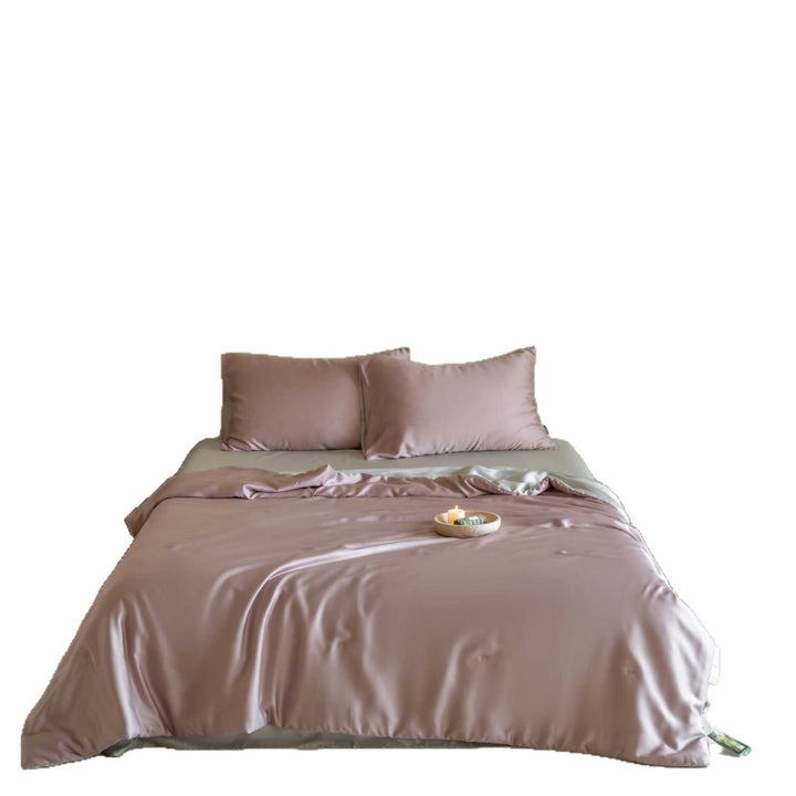 Satin bedding set with reversible function and silk-soft finish