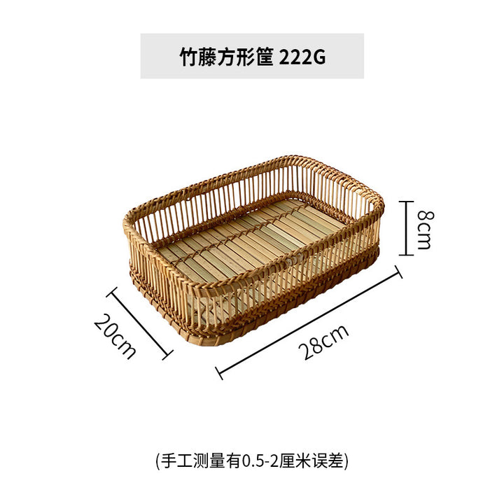Handcrafted Natural-Fiber Storage Basket, 28 x 20 x 12 cm