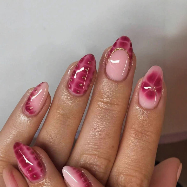Artistic Press-On Nail Set Bowlift