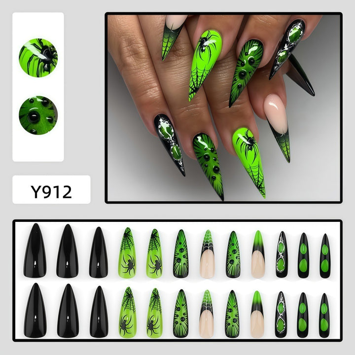 Creative artificial nails with creepy spider and web design Bowlift