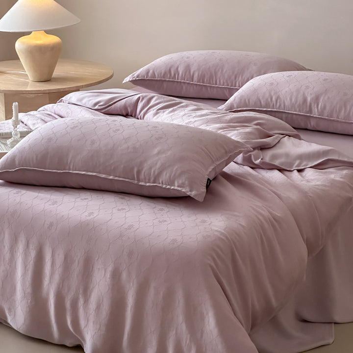 Cotton-Sateen Duvet Cover Set with Subtle Jacquard Texture and Piped Edge