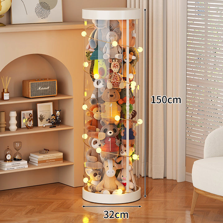 Tall Transparent Cylindrical Plush Toy Display & Storage Tower