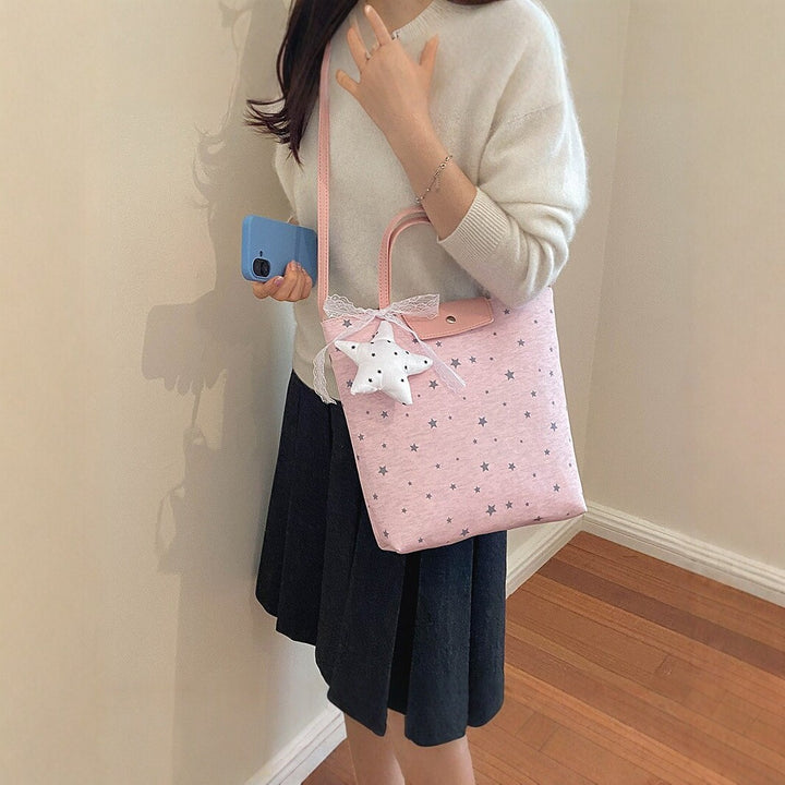 Casual Star-Patterned Tote Bag