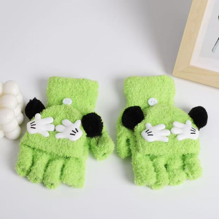 Cute Panda-Themed Fingerless Gloves Bowlift