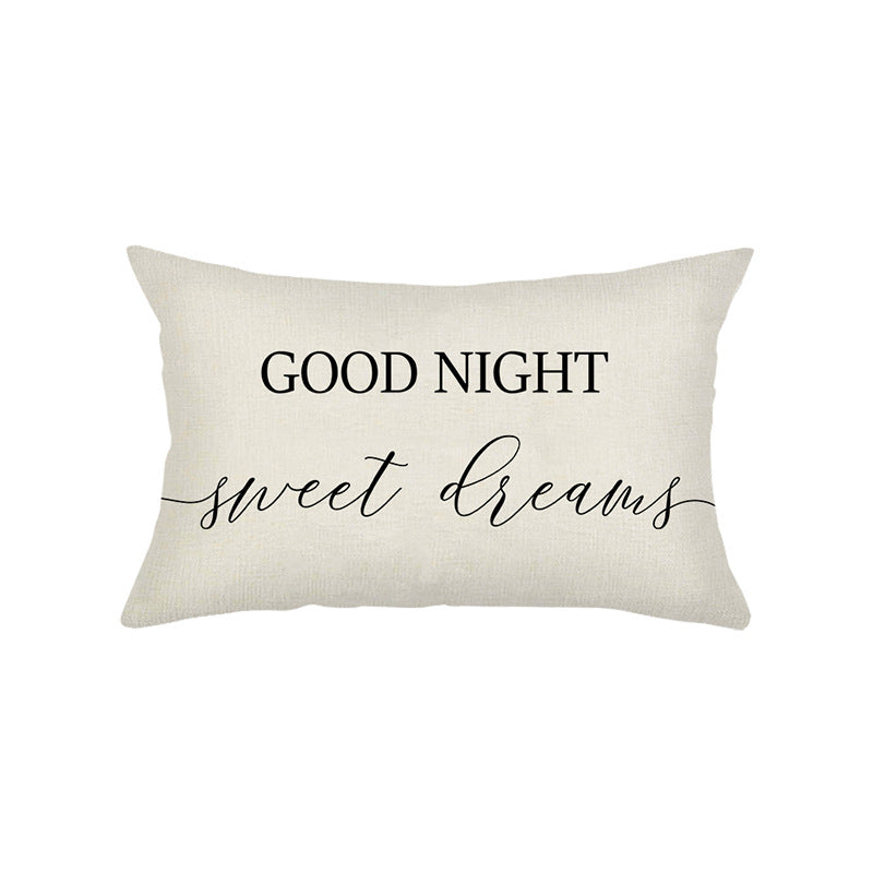 Hand-Lettered Script Lumbar Pillow Cover Linen-Blend with Heart Motif