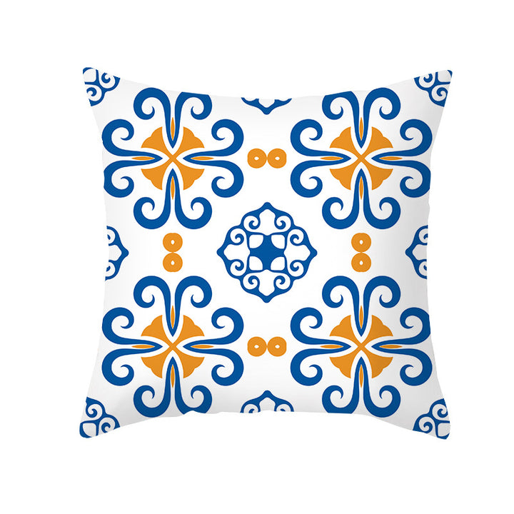 Mediterranean Mandala Cotton-Linen Throw Pillow Cover