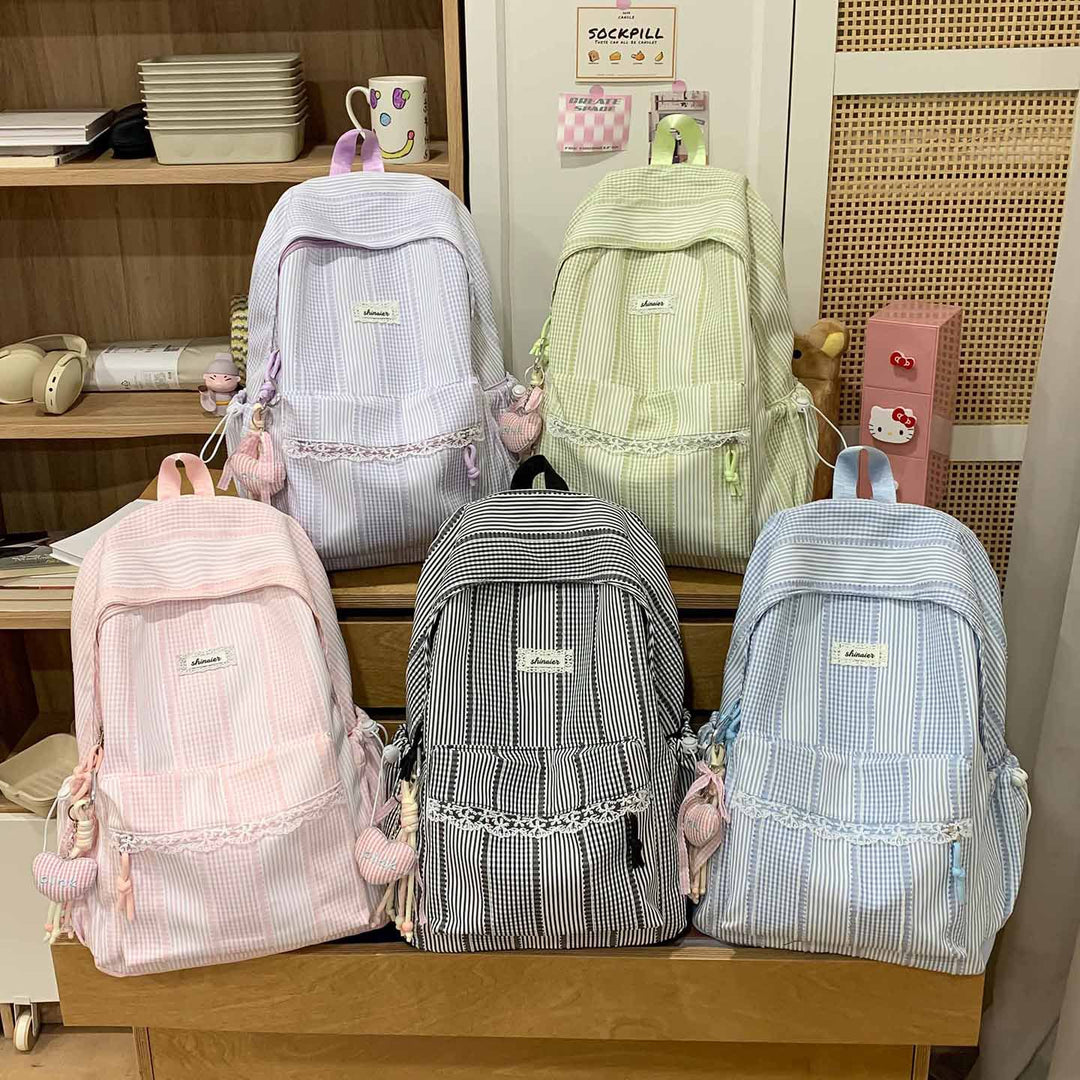 Cute Striped Backpack Bowlift