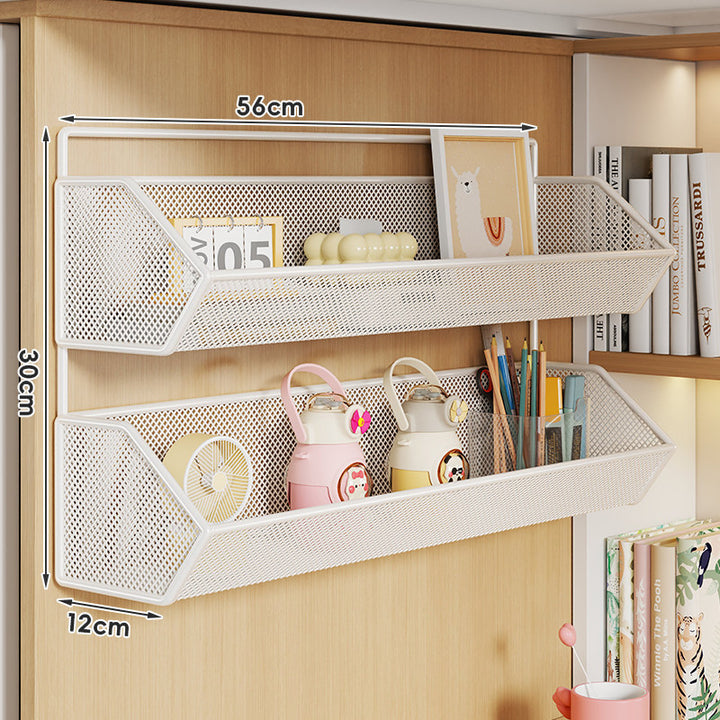 Wall-Mounted Mesh Storage Basket with Top Hanging Hook and Ventilated Metal Mesh